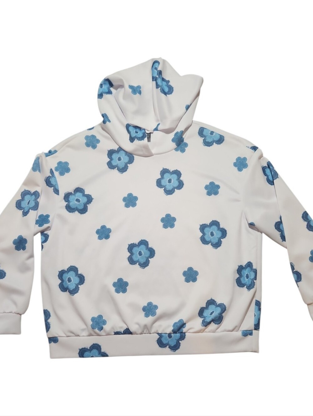 SHEIN EZwear Women's Casual Floral Print Hooded Sweatshirt Size XL